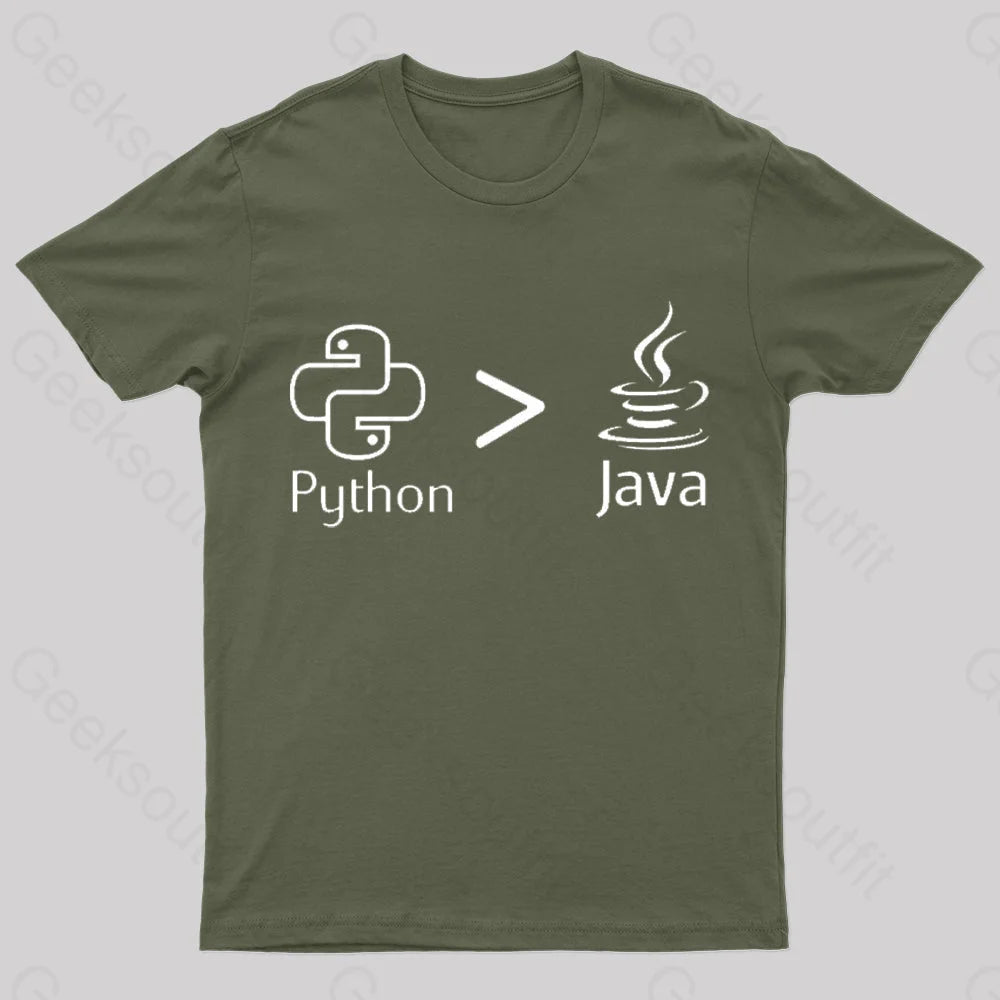 Python Is Better Than Java Nerd T-Shirt Army Green / S