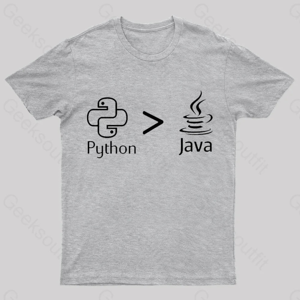 Python Is Better Than Java Nerd T-Shirt Grey / S