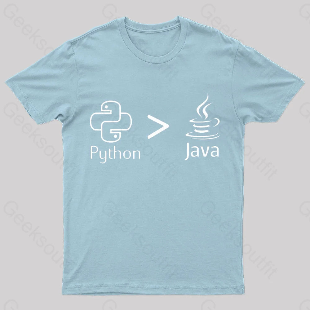 Python Is Better Than Java Nerd T-Shirt Light Blue / S