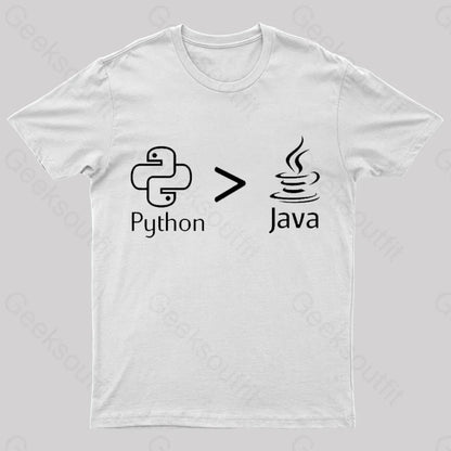 Python Is Better Than Java Nerd T-Shirt White / S