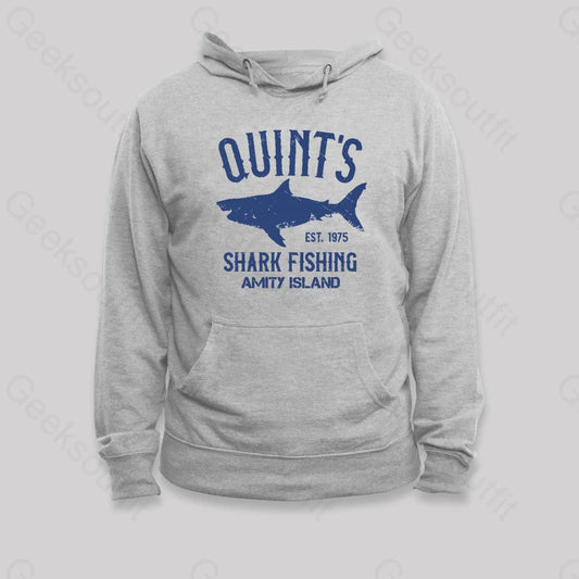 Quint’s Shark Fishing Amity Island Nerd Hoodie Grey / S