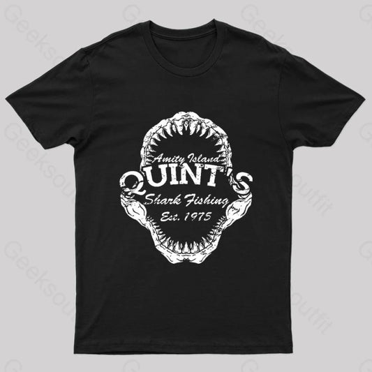 Quint’s Shark Fishing Jaws Geek T-Shirt Black / S