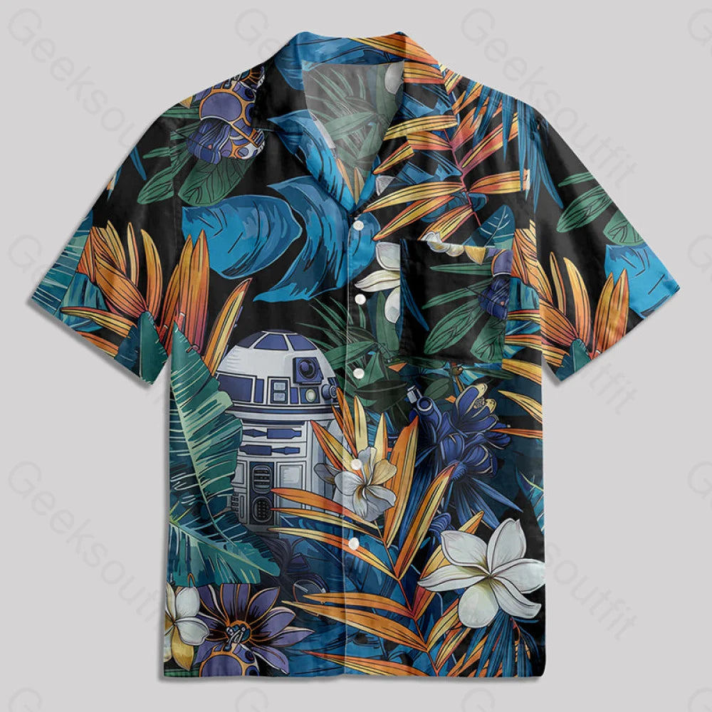 R2-D2 Hawaiian Leaves Button Up Pocket Shirt / S Bus494 Yc