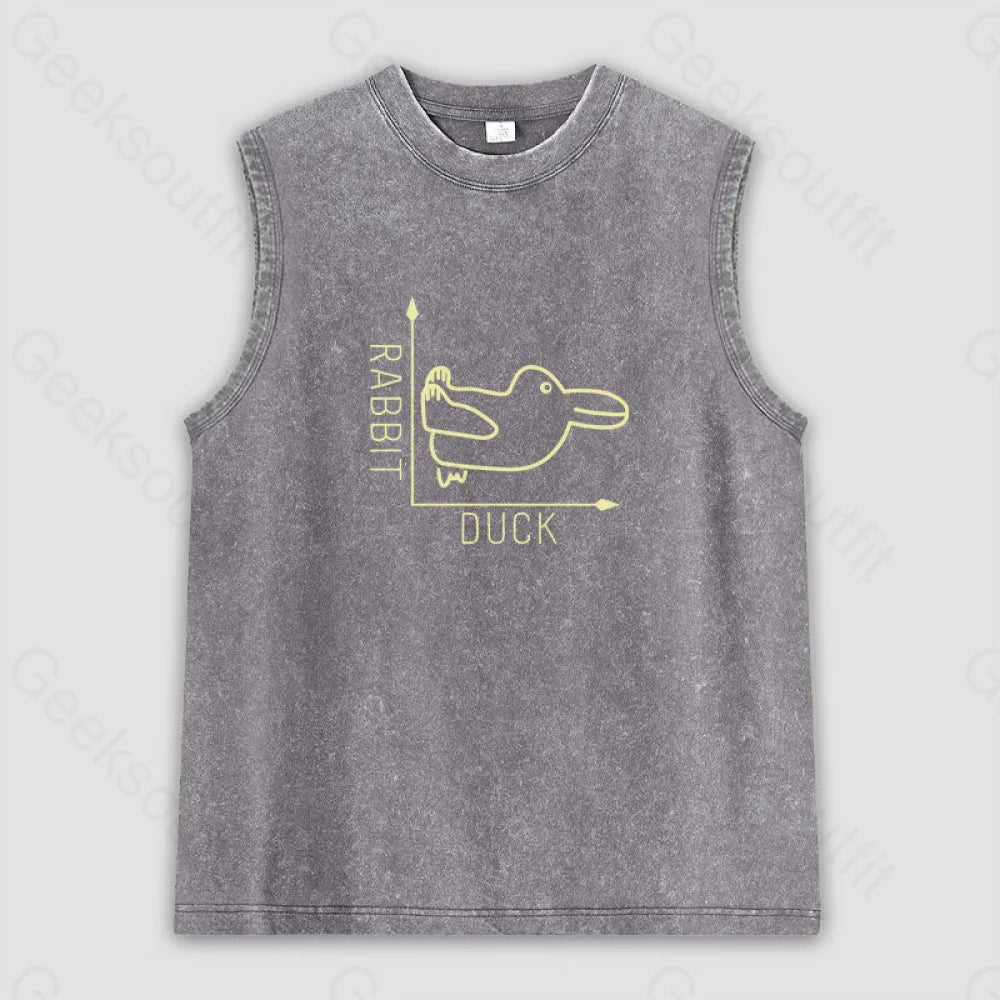 Rabbit Or Duck Unisex Washed Tank Grey / S