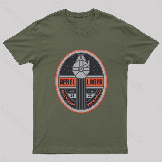 Rebel Lager Nerd T-Shirt Army Green / S