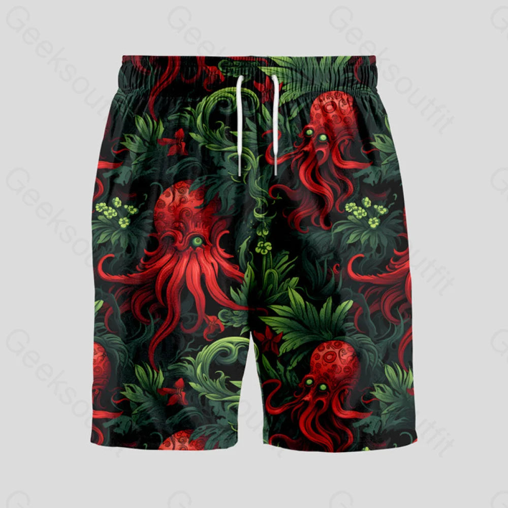 Red Cthulhu Geeky Drawstring Shorts S