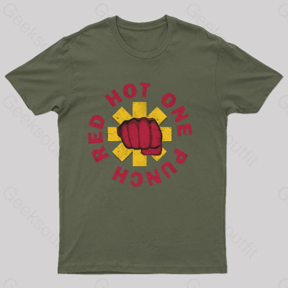 Red Hot One Punch Geeks T-Shirt Army Green / S