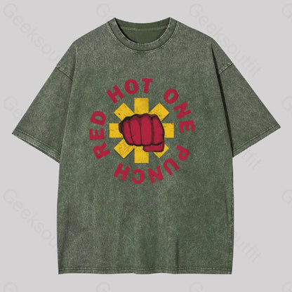 Red Hot One Punch Washed T-Shirt Army Green / S