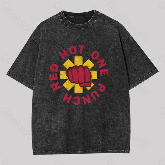 Red Hot One Punch Washed T-Shirt Black / S