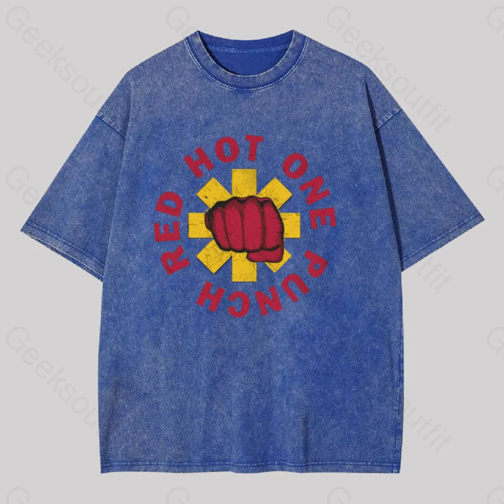 Red Hot One Punch Washed T-Shirt Blue / S