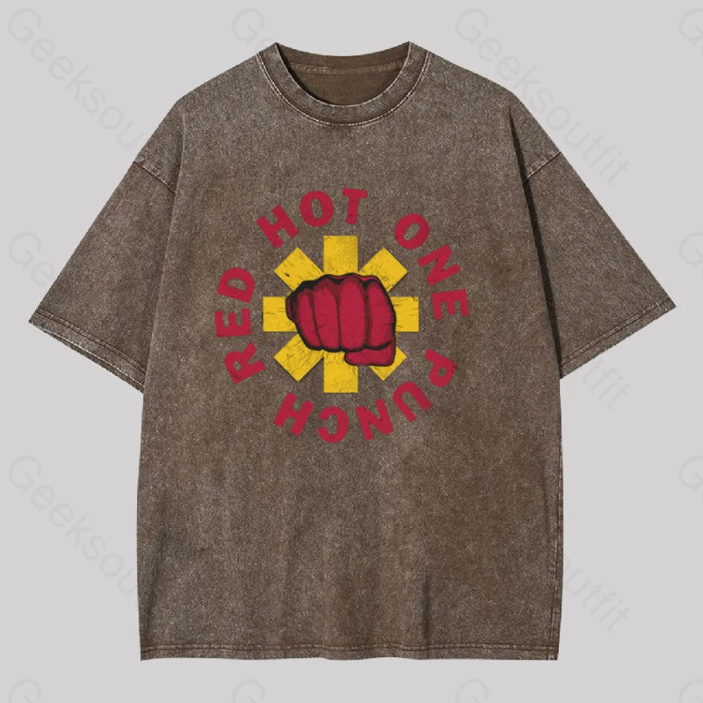 Red Hot One Punch Washed T-Shirt Coffee / S