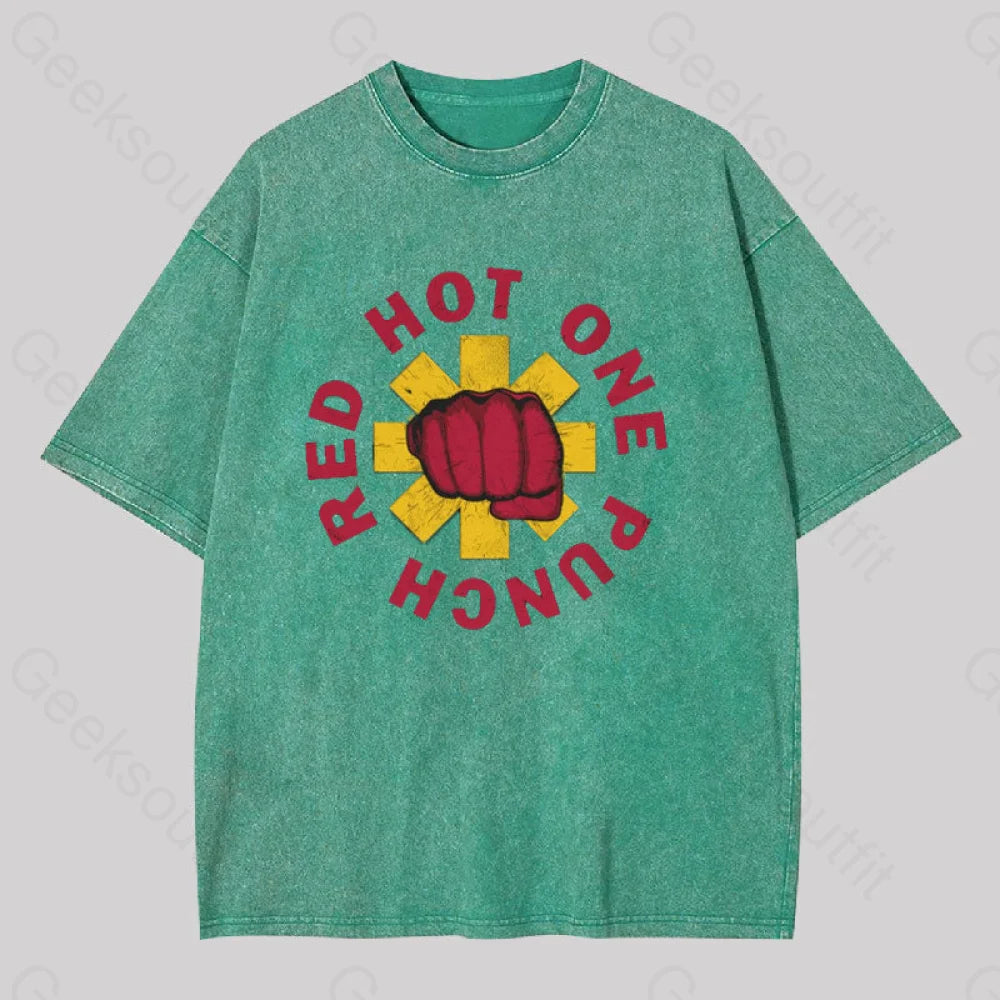 Red Hot One Punch Washed T-Shirt Grass Green / S