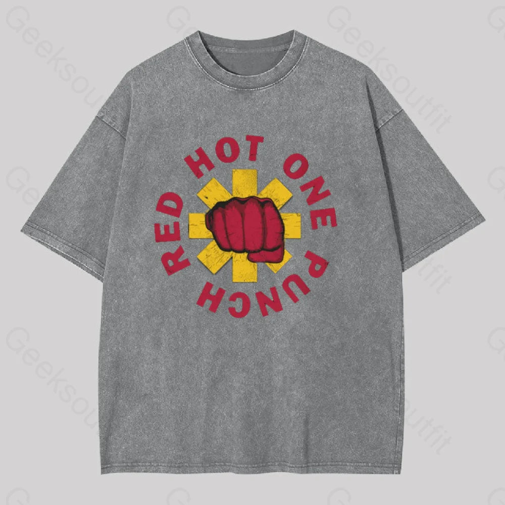 Geeksoutfit Red Hot One Punch Washed T shirt for Sale online