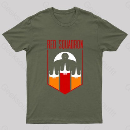 Red Squadron Geek T-Shirt Army Green / S