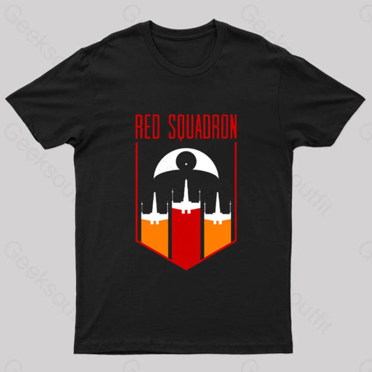 Red Squadron Geek T-Shirt Black / S