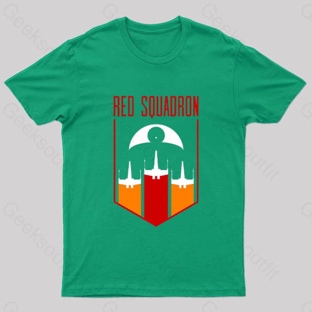 Red Squadron Geek T-Shirt Green / S