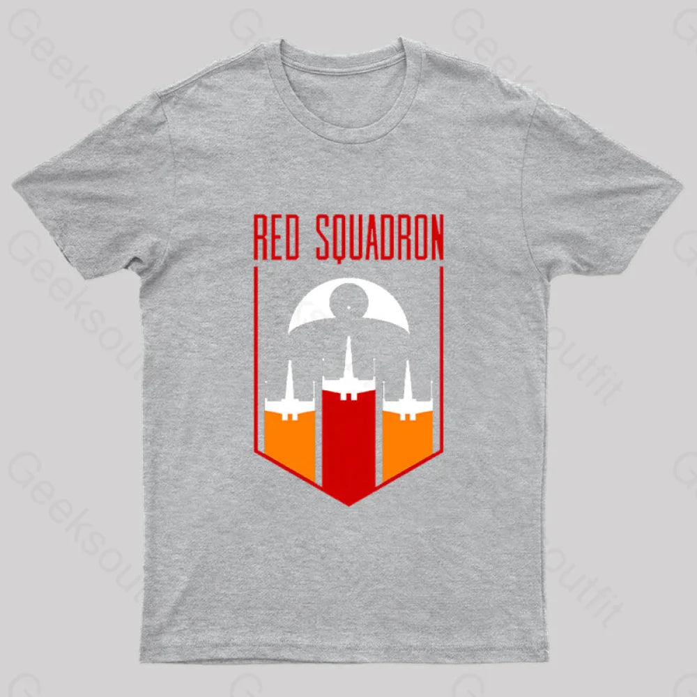 Red Squadron Geek T-Shirt Grey / S