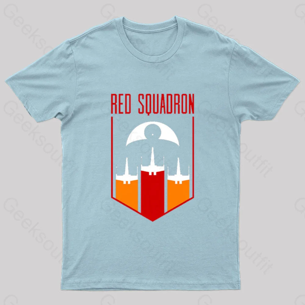 Red Squadron Geek T-Shirt Light Blue / S