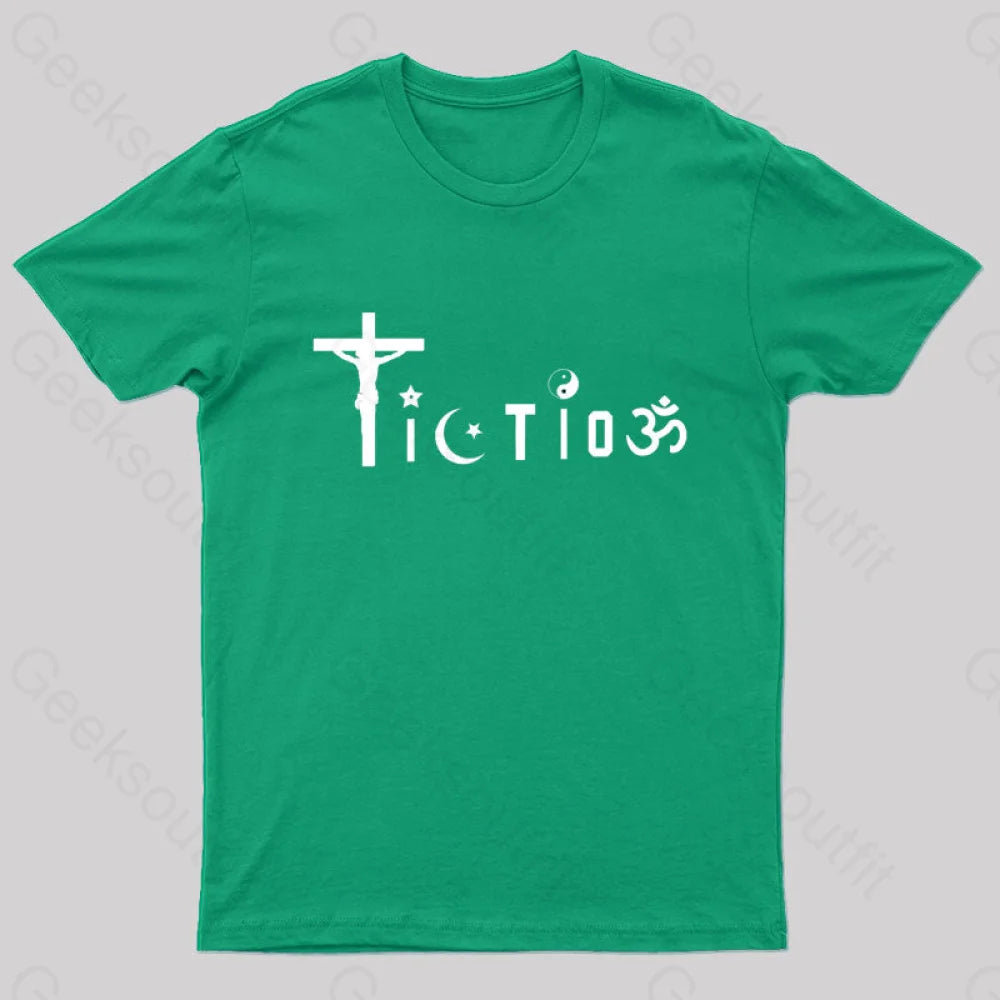 Religion Is Fiction But Science Is Real T-Shirt Green / S