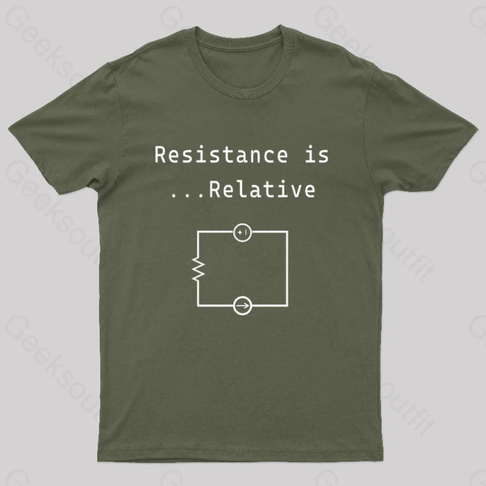 Resistance Is Relative Geek T-Shirt Army Green / S