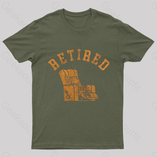 Retired Recliner Nerd T-Shirt Army Green / S