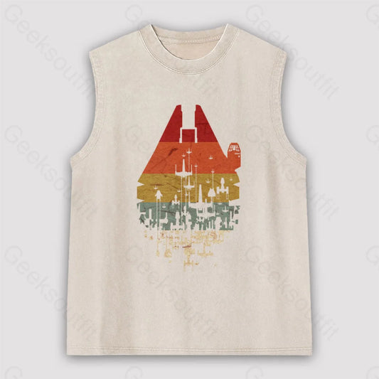 Retro Battleship Unisex Washed Tank Apricot / S