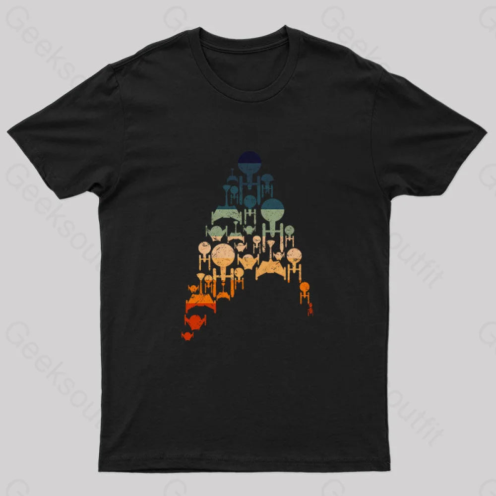 Retro Cosmic Voyage Nerd T-Shirt Black / S Yc