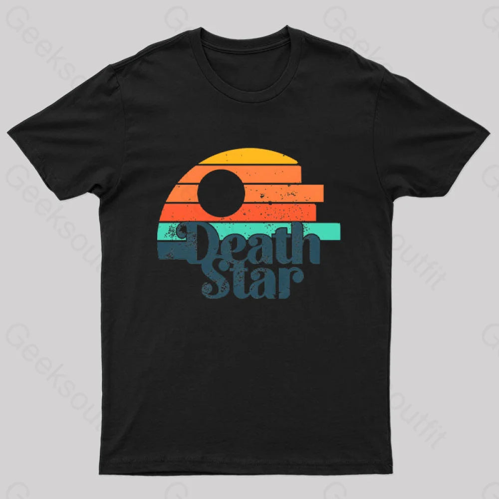 Retro Death Star Geek T-Shirt Black / S