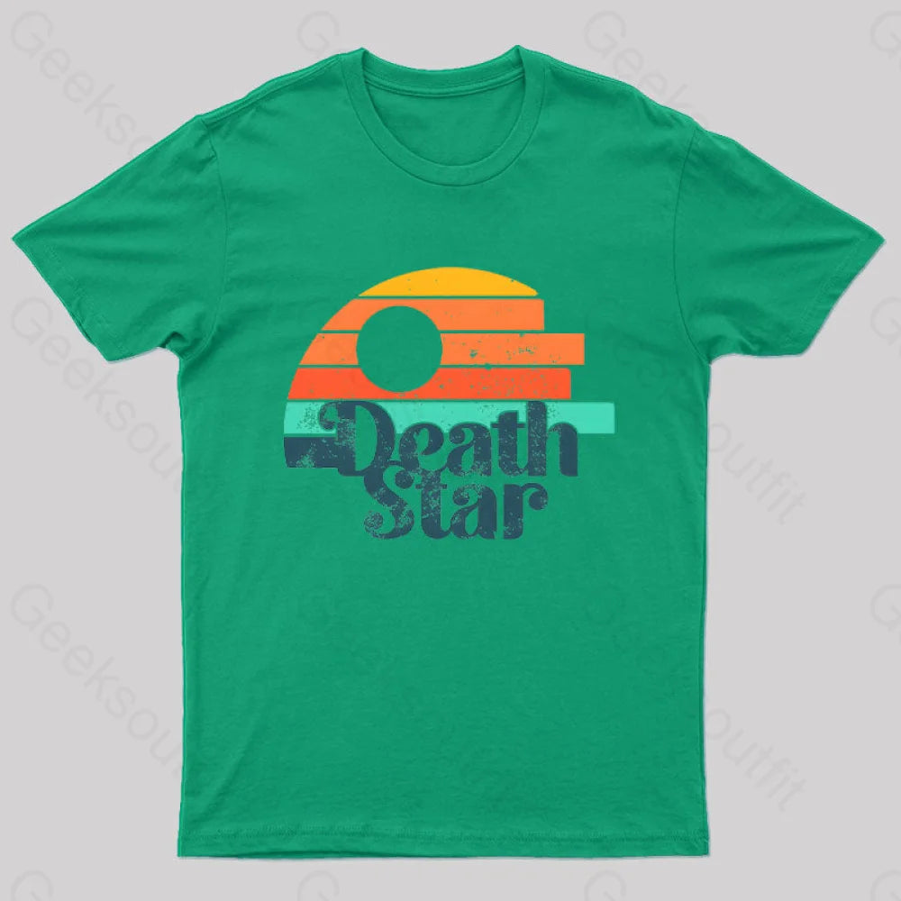 Retro Death Star Geek T-Shirt Green / S