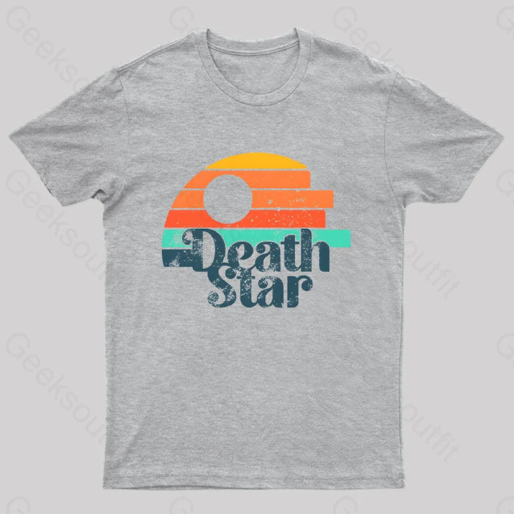 Retro Death Star Geek T-Shirt Grey / S