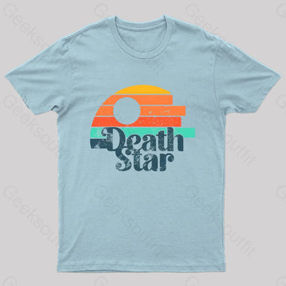 Retro Death Star Geek T-Shirt Light Blue / S