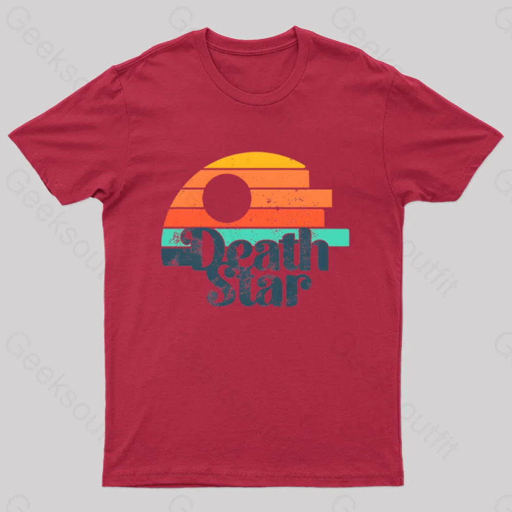 Retro Death Star Geek T-Shirt Red / S