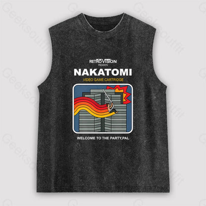 Retro Nakatomi Game Unisex Washed Tank Black / S