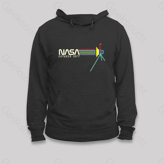 Retro Nasa Voyager Spacecraft Hoodie Black / S