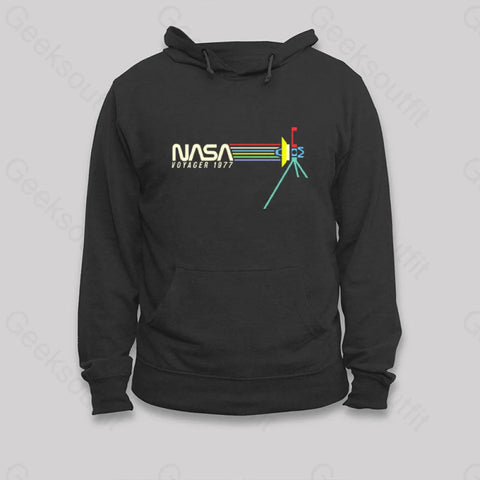 Geeky Retro Nasa Voyager Spacecraft Hoodie for Women Men Black S