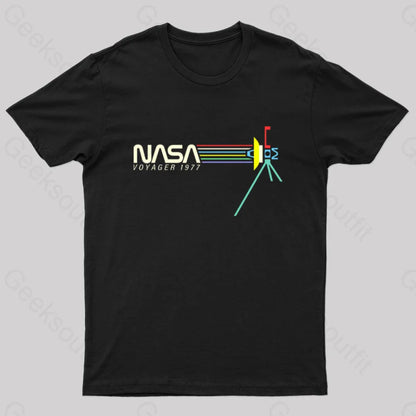 Retro Nasa Voyager Spacecraft T-Shirt Black / S