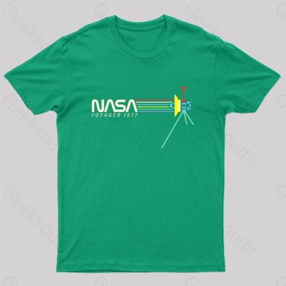 Retro Nasa Voyager Spacecraft T-Shirt Green / S