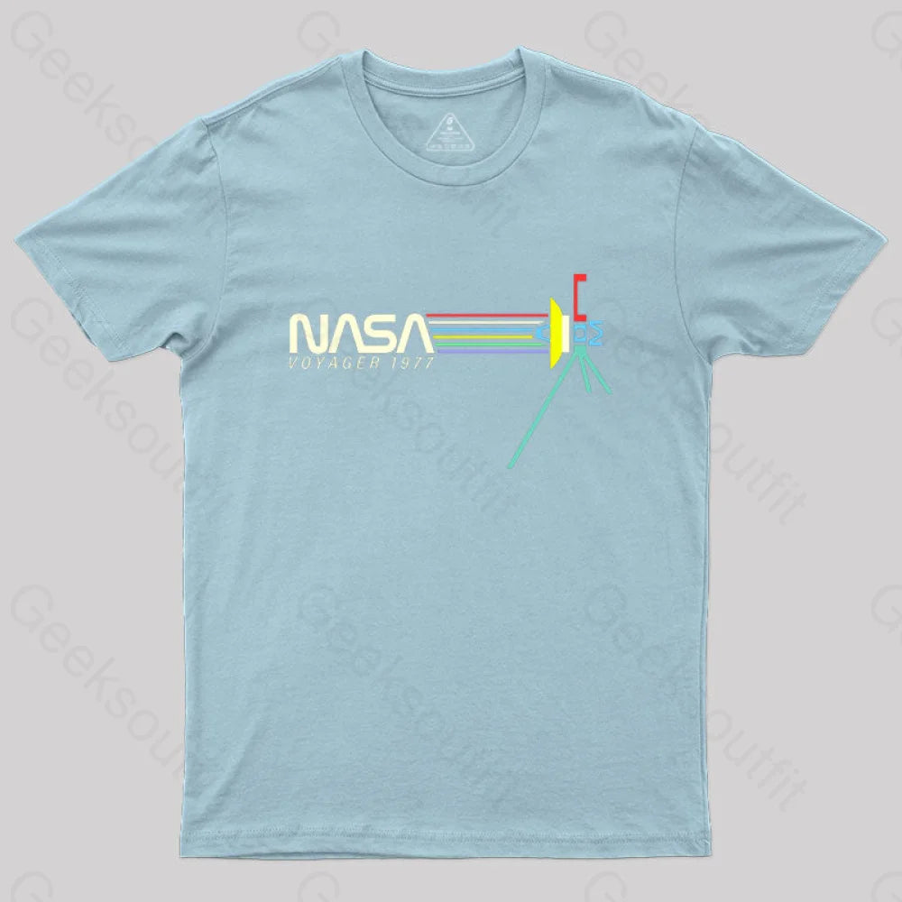 Retro Nasa Voyager Spacecraft T-Shirt Light Blue / S