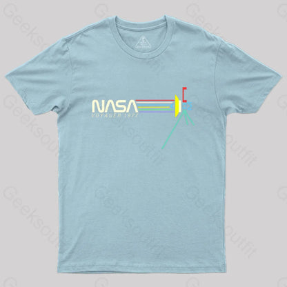 Retro Nasa Voyager Spacecraft T-Shirt Light Blue / S