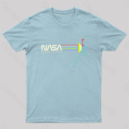 Retro Nasa Voyager Spacecraft T-Shirt Light Blue / S