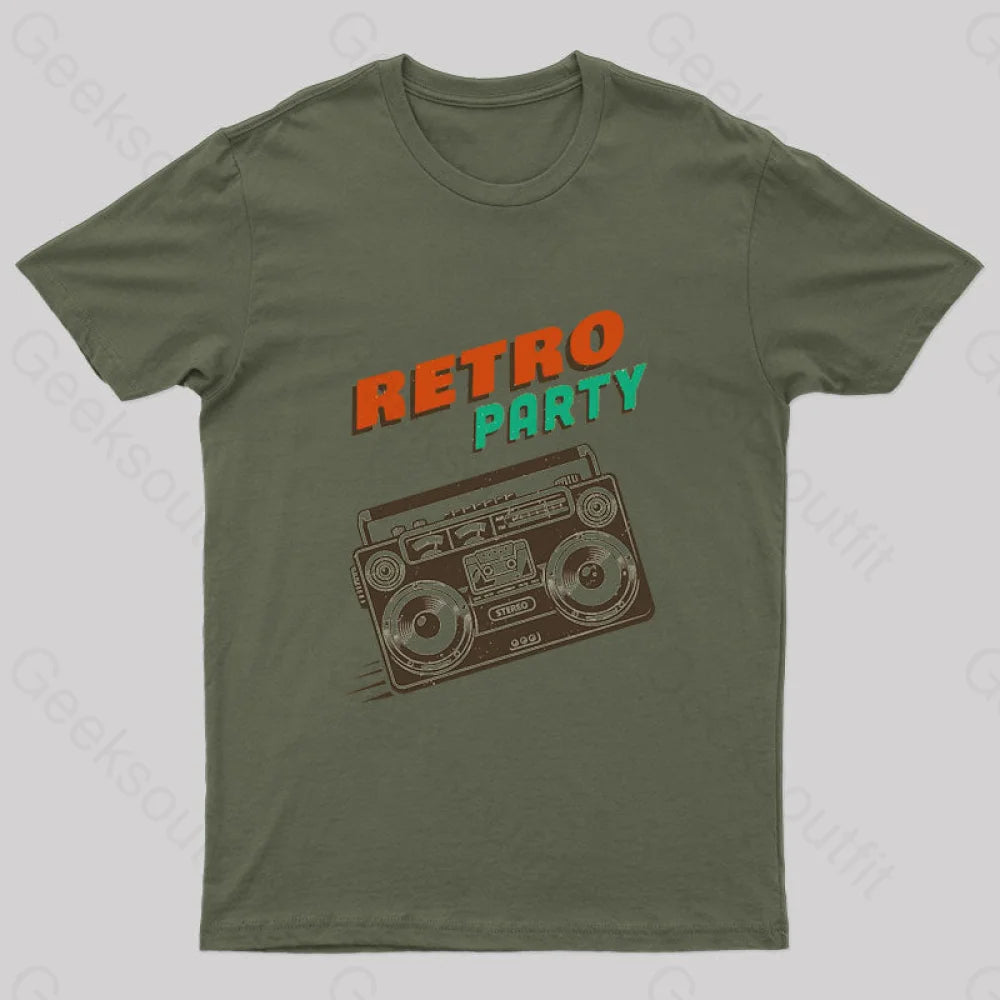 Retro Party Nerd T-Shirt Army Green / S