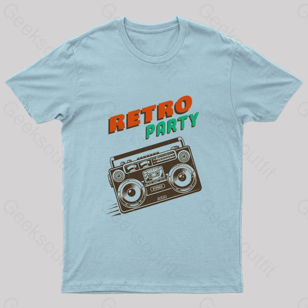 Retro Party Nerd T-Shirt Light Blue / S