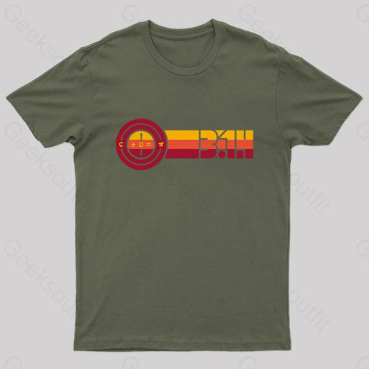 Retro Pi Stripes Nerd T-Shirt Army Green / S