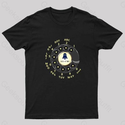 Retro Rotary Dial Nerd T-Shirt Black / S