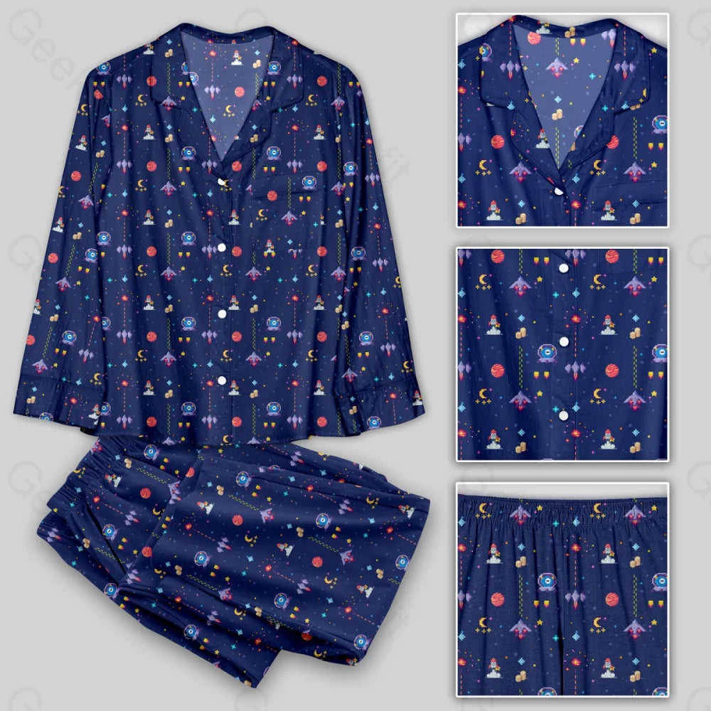 Retro Style Arcade Video Game featuring Space Pajamas Set - Geeksoutfit