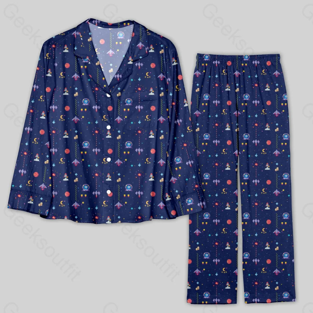 Retro Style Arcade Video Game featuring Space Pajamas Set - Geeksoutfit