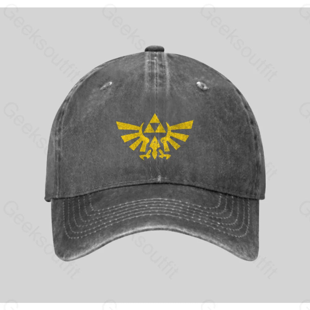 Retro Zelda Element Washed Vintage Baseball Cap Grey