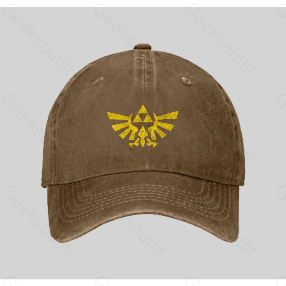 Retro Zelda Element Washed Vintage Baseball Cap Natural