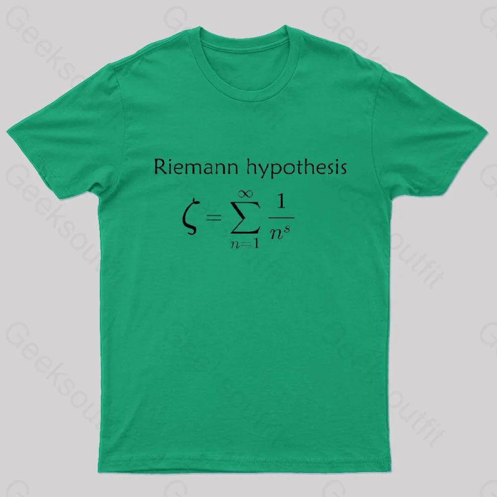 Riemann Hypothesis Mathematical Conjecture T-Shirt Green / S