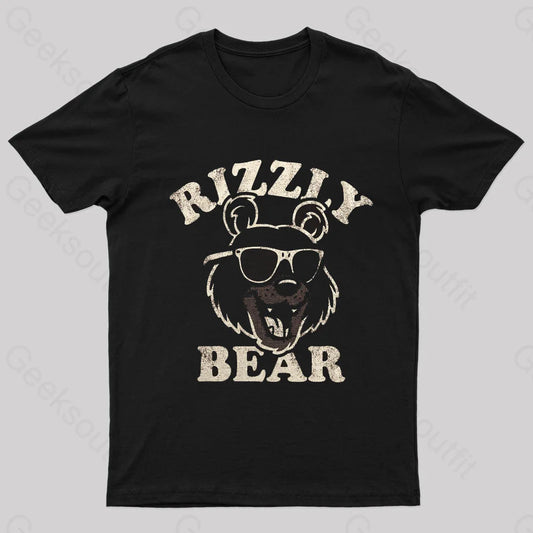 Rizzly Bear Nerd T-Shirt Black / S